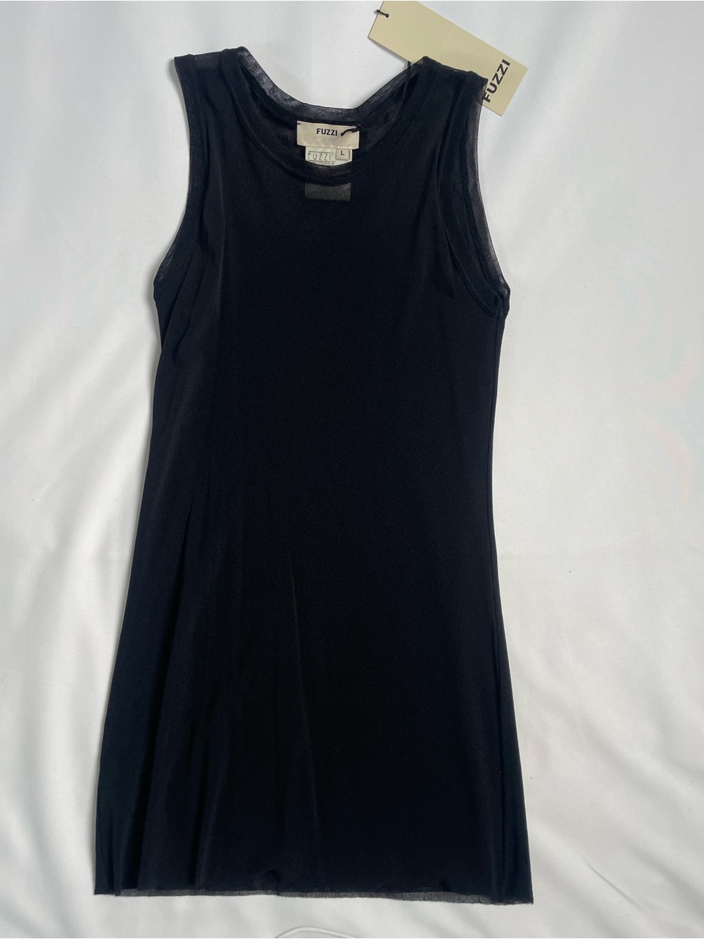 Vintage NWT FUZZI Saks Fifth Avenue Black Mesh Tank Top – Size L, MSRP $195